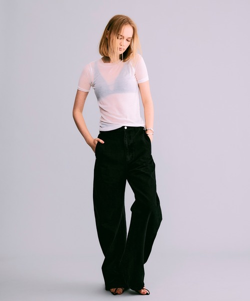 NOISE MAKER(ノイズメーカー)の「シアーストレッチプルオーバー【MADE IN JAPAN】(Tシャツ/カットソー・レディース・ホワイト/ブラック・FREE)」の2枚目の写真