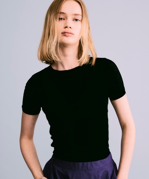 NOISE MAKER(ノイズメーカー)の「シアーストレッチプルオーバー【MADE IN JAPAN】(Tシャツ/カットソー・レディース・ホワイト/ブラック・FREE)」の1枚目の写真