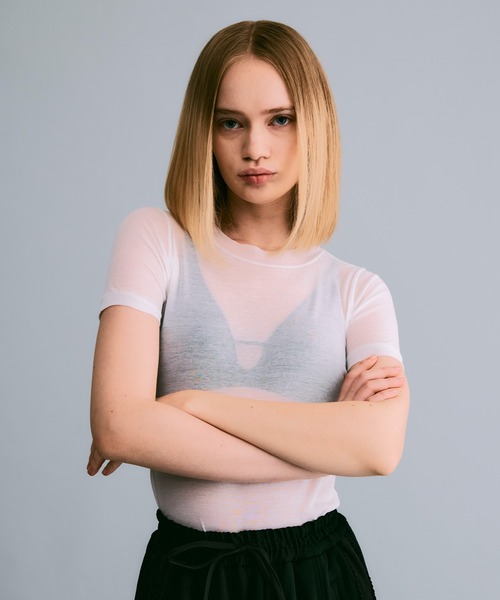 NOISE MAKER(ノイズメーカー)の「シアーストレッチプルオーバー【MADE IN JAPAN】(Tシャツ/カットソー・レディース・ホワイト/ブラック・FREE)」の19枚目の写真