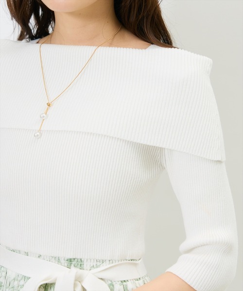 SWINGLE（スウィングル）の「オフショルニットドッキングプリーツワンピース（ワンピース・レディース・ライトベージュ/ブラック/ネイビー・FREE）」の15枚目の写真