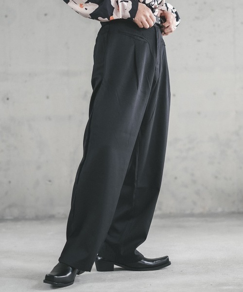 パンツ wide tuck straight slacks Fringe tuck wide straight slacks / フリンジタックワイド