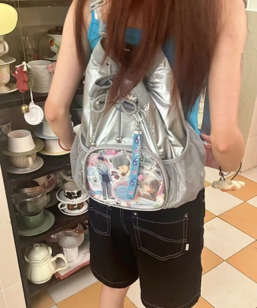 LADY LIKE(レディライク)の「クリアポケット付きミニリュック(バックパック/リュック・レディース・ブラック/シルバー・F)」の18枚目の写真