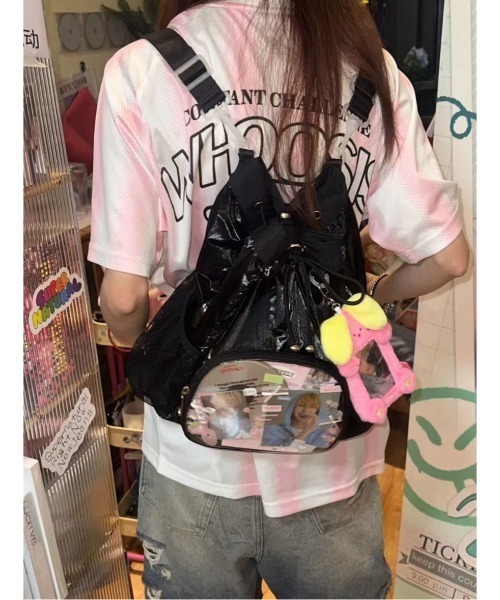 LADY LIKE(レディライク)の「クリアポケット付きミニリュック(バックパック/リュック・レディース・ブラック/シルバー・F)」の4枚目の写真