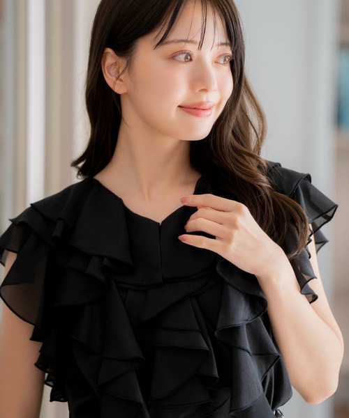 NOELA（ノエラ）の「ラッフルフリルブラウス（シャツ/ブラウス・レディース・サックスブルー/ブラック/オフホワイト・フリー）」の7枚目の写真