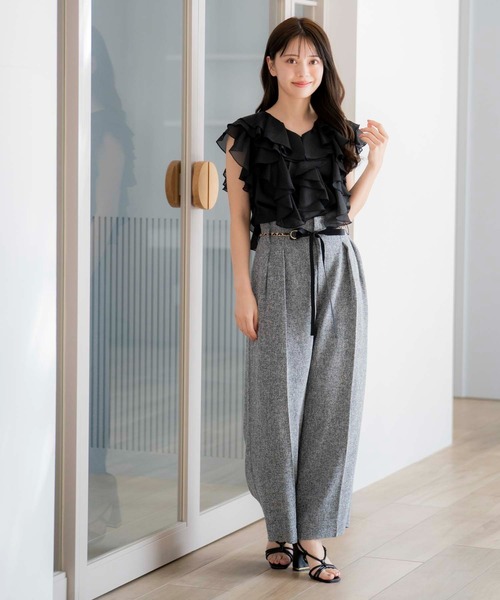 NOELA（ノエラ）の「ラッフルフリルブラウス（シャツ/ブラウス・レディース・サックスブルー/ブラック/オフホワイト・フリー）」の12枚目の写真