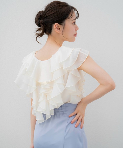 NOELA（ノエラ）の「ラッフルフリルブラウス（シャツ/ブラウス・レディース・サックスブルー/ブラック/オフホワイト・フリー）」の15枚目の写真