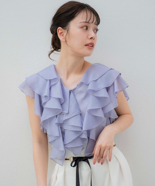 NOELA（ノエラ）の「ラッフルフリルブラウス（シャツ/ブラウス・レディース・サックスブルー/ブラック/オフホワイト・フリー）」の21枚目の写真