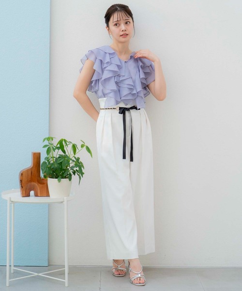 Noela - ノエラ　noela  スタンドカラーフリルシャツ Noela ブラウス シャツ ラッフルフリルブラウス レディース