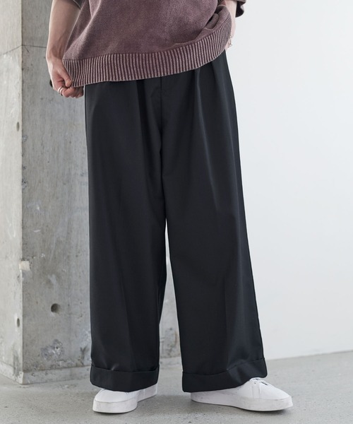 ETELIO（エテリオ）の「ロールアップ2タックワイドストレートスラックス（スラックス・メンズ・ライトグレー/チャコール/ストライプ/ブラック・S/M/L/XL）」の5枚目の写真