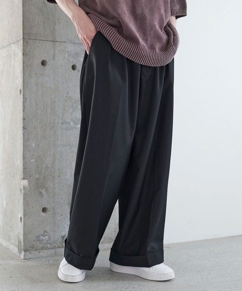 ETELIO（エテリオ）の「ロールアップ2タックワイドストレートスラックス（スラックス・メンズ・ライトグレー/チャコール/ストライプ/ブラック・S/M/L/XL）」の8枚目の写真