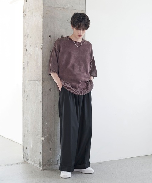 ETELIO（エテリオ）の「ロールアップ2タックワイドストレートスラックス（スラックス・メンズ・ライトグレー/チャコール/ストライプ/ブラック・S/M/L/XL）」の11枚目の写真