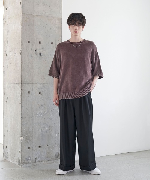 ロールアップ2タックワイドストレートスラックス（スラックス