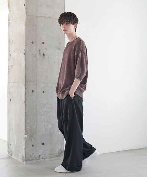 ETELIO（エテリオ）の「ロールアップ2タックワイドストレートスラックス（スラックス・メンズ・ライトグレー/チャコール/ストライプ/ブラック・S/M/L/XL）」の13枚目の写真