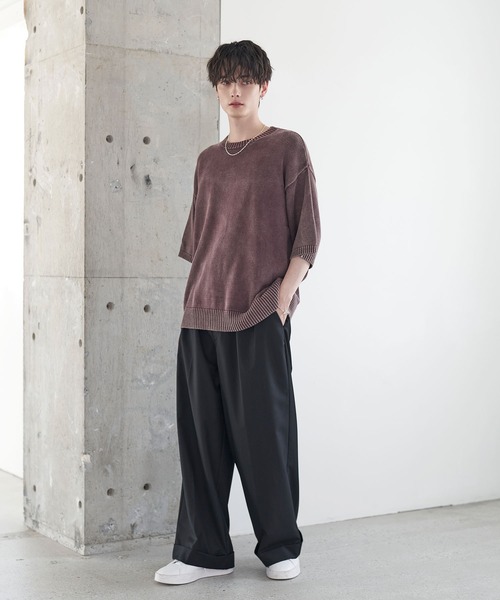 ETELIO（エテリオ）の「ロールアップ2タックワイドストレートスラックス（スラックス・メンズ・ライトグレー/チャコール/ストライプ/ブラック・S/M/L/XL）」の14枚目の写真