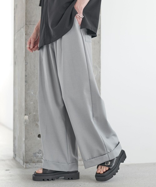 ETELIO（エテリオ）の「ロールアップ2タックワイドストレートスラックス（スラックス・メンズ・ライトグレー/チャコール/ストライプ/ブラック・S/M/L/XL）」の20枚目の写真