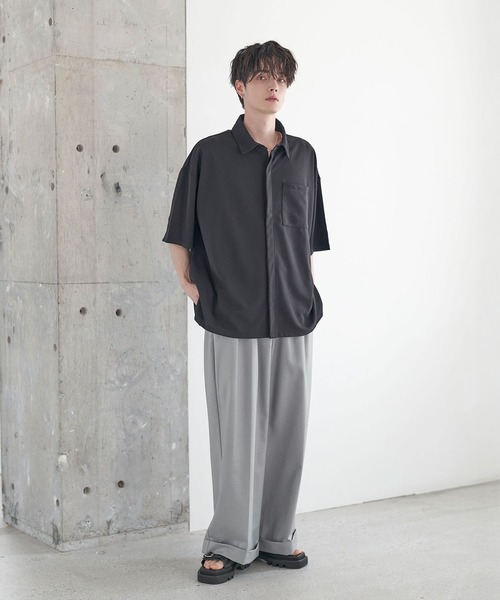 ロールアップ2タックワイドストレートスラックス（スラックス