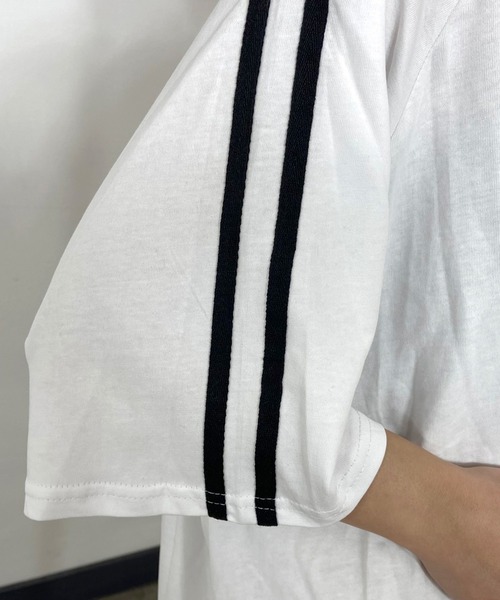 CRB(シーアールビー)の「袖ラインゲームビッグTシャツ(Tシャツ/カットソー・レディース・オフホワイト/グレー/ブラック・F)」の19枚目の写真