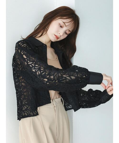 so4u（ソーフォーユー）の「レースシャツ（シャツ/ブラウス・レディース・ブラック/オフホワイト・F）」の11枚目の写真