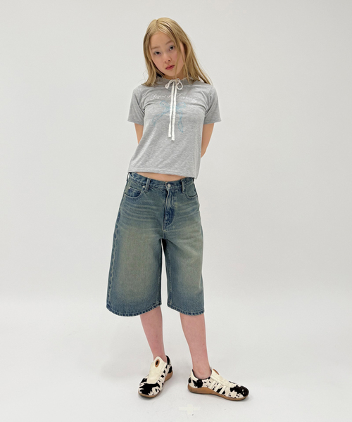 Oriens JOURNAL STANDARD（オリエンス ジャーナルスタンダード）の「《追加》ルーズデニムハーフパンツ（デニムパンツ・レディース・ネイビー/ブルー・38/36）」の17枚目の写真