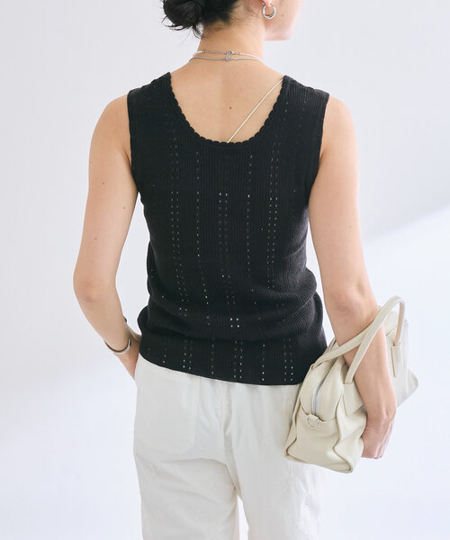 RIVE DROITE（リヴドロワ）の「【à Nice （ア ・ニース）】アイレットニットタンク（ニット/セーター・レディース・ブラック/ベージュ/カーキ・FREE）」の6枚目の写真
