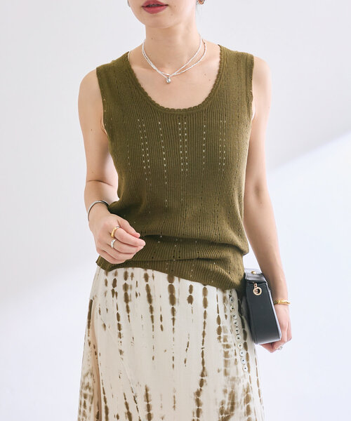 RIVE DROITE（リヴドロワ）の「【à Nice （ア ・ニース）】アイレットニットタンク（ニット/セーター・レディース・ブラック/ベージュ/カーキ・FREE）」の14枚目の写真