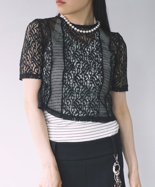 大人気完売　Pois ポワ ♡ メッシュ カーディガン ブラック pois（ポワ）】double mesh Cardigan（BLACK）