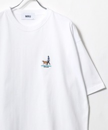 2026SS MRU/エムアールユー オーバーサイズ アニマル/髭おじさん ワンポイント刺繍 半袖Tシャツ 大きいサイズ(3L,4L,5L,6L)