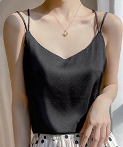 gossip！ロサンゼルス（ゴシップロサンゼルス）の「バッククロス ダブルストラップキャミソール（V）（キャミソール・レディース・ブラック/オフホワイト/ホワイト/ライトグレー・S/M）」の3枚目の写真