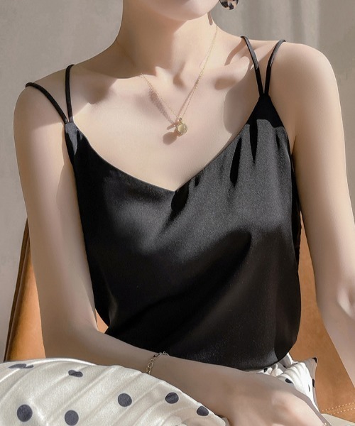 gossip！ロサンゼルス（ゴシップロサンゼルス）の「バッククロス ダブルストラップキャミソール（V）（キャミソール・レディース・ブラック/オフホワイト/ホワイト/ライトグレー・S/M）」の10枚目の写真