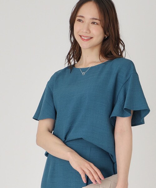 COUP DE CHANCE（クードシャンス）の「【洗える】フレアー袖ブラウス（シャツ/ブラウス・レディース・ナチュラル/ブルーグリーン/ピンク系/ネイビー・34/36/38/40）」の3枚目の写真