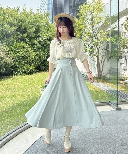 ブーケ刺繍オフショルブラウス 夏服（Tシャツ/カットソー）｜an