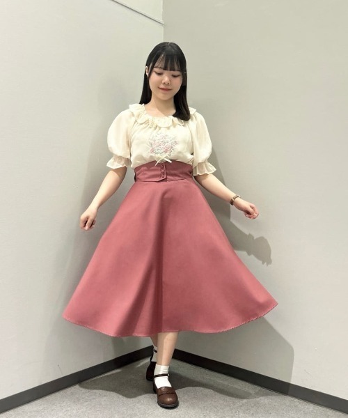【洗える】ブーケ刺繍オフショルブラウス セール】ブーケ刺繍オフショルブラウス/ fint フィント 夏服（T