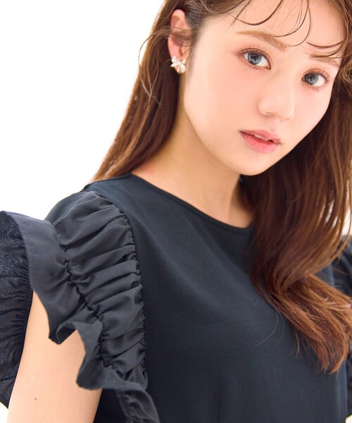 Feroux(フェルゥ)の「【洗える】ドレスシルエット カットソー ワンピース(ワンピース・レディース・サックスブルー系/ブラック系・F)」の6枚目の写真