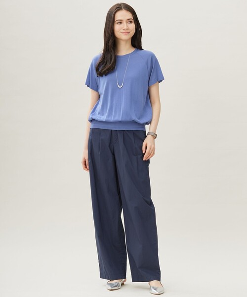 自由区（ジユウク）の「ドレーピーラグランスリーブ ニットソー（Tシャツ/カットソー・レディース・ネイビー系/アイボリー系/サックスブルー系/ライトグリーン系・44/46）」の7枚目の写真