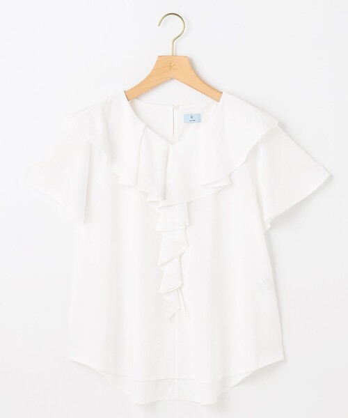 組曲(クミキョク)の「ブラウスライクラッフル カットソー(Tシャツ/カットソー・レディース・ネイビー系/アイボリー系・2/3)」の15枚目の写真