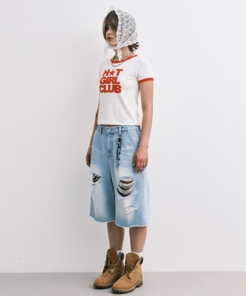 Midnight Move（ミッドナイトムーブ）の「A'GEM/9 × .kom 『MIDNIGHT MOVE/ミッドナイトムーブ』 RINGER T-SHIRT/リンガー 半袖Tシャツ（Tシャツ/カットソー・レディース・ホワイト/ネイビー/グレー・FREE）」の6枚目の写真