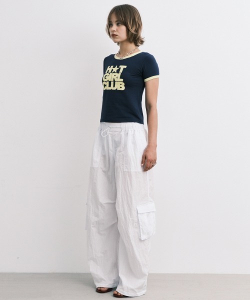 Midnight Move（ミッドナイトムーブ）の「A'GEM/9 × .kom 『MIDNIGHT MOVE/ミッドナイトムーブ』 RINGER T-SHIRT/リンガー 半袖Tシャツ（Tシャツ/カットソー・レディース・ホワイト/ネイビー/グレー・FREE）」の16枚目の写真