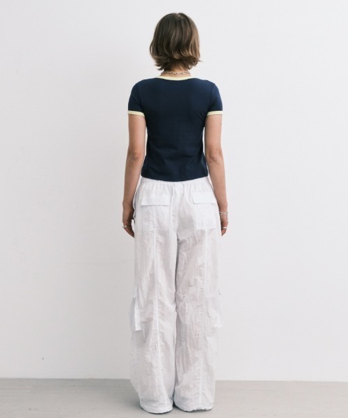 Midnight Move（ミッドナイトムーブ）の「A'GEM/9 × .kom 『MIDNIGHT MOVE/ミッドナイトムーブ』 RINGER T-SHIRT/リンガー 半袖Tシャツ（Tシャツ/カットソー・レディース・ホワイト/ネイビー/グレー・FREE）」の17枚目の写真