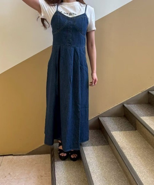 LETee(レティー)の「デニムジップサンドレス ワンピース(ワンピース・レディース・ブルー・FREE)」の5枚目の写真