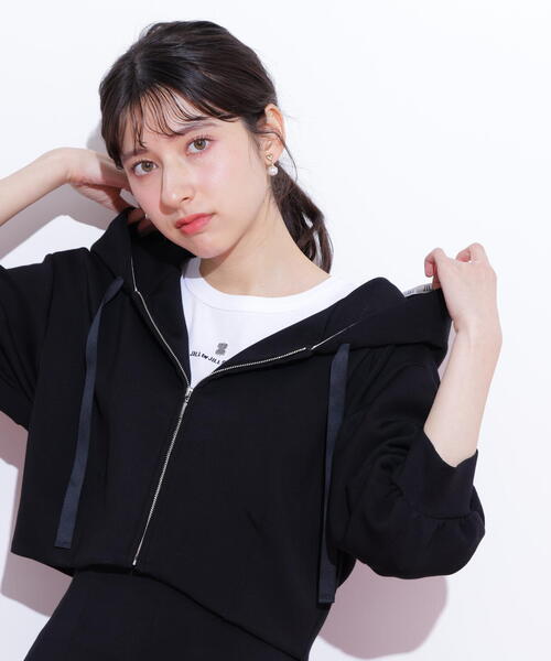 ◇5分袖ダイバーセットアップパーカー（パーカー）｜JILL by