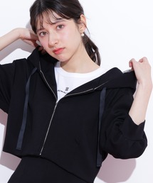 「JILL by JILL STUART」 ジップアップパーカー FREE ブラック レディース ロゴテープ付パーカー | JILL by JILL STUART（ジル バイ ジル