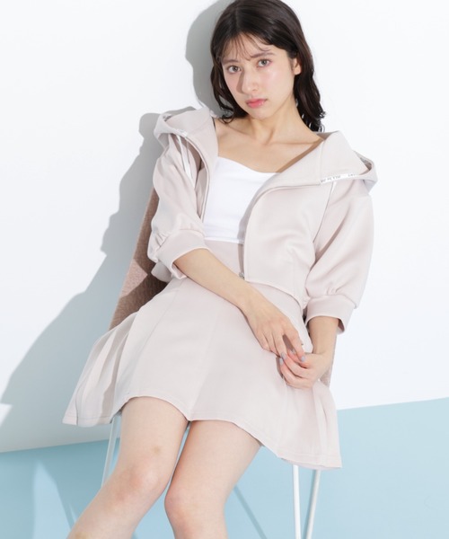 JILL by JILL STUART（ジルバイジルスチュアート）の「◇5分袖ダイバーセットアップパーカー（パーカー・レディース・ピンク/ブラック/グレー・FREE）」の8枚目の写真