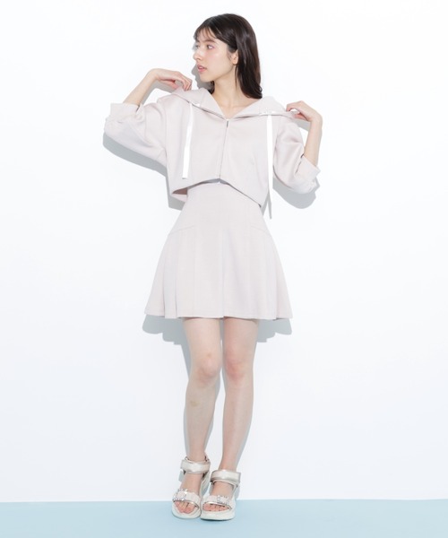 JILL by JILL STUART（ジルバイジルスチュアート）の「◇5分袖ダイバーセットアップパーカー（パーカー・レディース・ピンク/ブラック/グレー・FREE）」の6枚目の写真