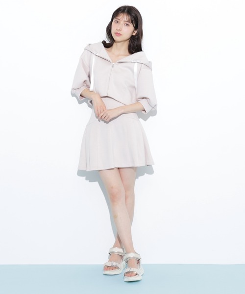 JILL by JILL STUART（ジルバイジルスチュアート）の「◇5分袖ダイバーセットアップパーカー（パーカー・レディース・ピンク/ブラック/グレー・FREE）」の5枚目の写真