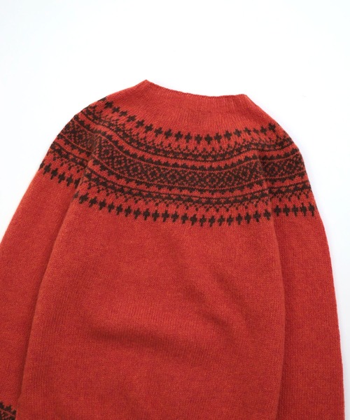 NOR' EASTERLY 英国製 シェットランドウール ノルディックセーター NOR' EASTERLY] CREW 2TONE NORDIC / シェットランドウール