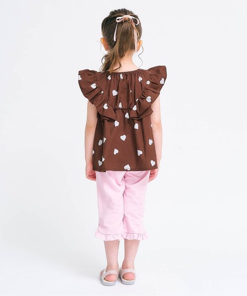 apres les cours(アプレレクール)の「【リンク/ジュニア対応】ハート・レモン柄フリルセットアップ(セットアップ・キッズ・サックスブルー/ブラウン・80/90/100/110/120/130/140)」の4枚目の写真