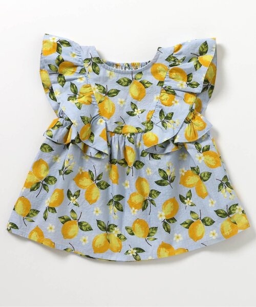 apres les cours(アプレレクール)の「【リンク/ジュニア対応】ハート・レモン柄フリルセットアップ(セットアップ・キッズ・サックスブルー/ブラウン・80/90/100/110/120/130/140)」の21枚目の写真