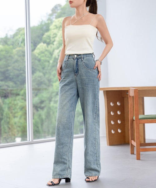 DAY CLOSET（デイ クローゼット）の「【パッド付き/2WAY】クロス アシメ ストラップ リブ キャミソール レディース（シャツ/ブラウス・レディース・ブラック/ライトベージュ/グレイッシュベージュ/アイボリー/チャコールグレー・FREE）」の9枚目の写真