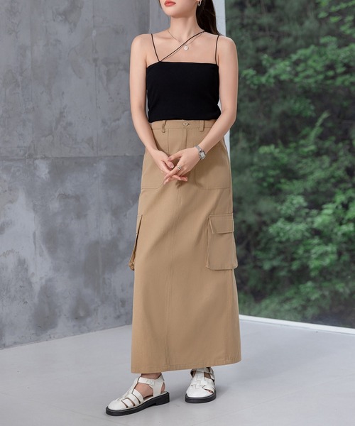 DAY CLOSET（デイ クローゼット）の「【パッド付き/2WAY】クロス アシメ ストラップ リブ キャミソール レディース（シャツ/ブラウス・レディース・ブラック/ライトベージュ/グレイッシュベージュ/アイボリー/チャコールグレー・FREE）」の15枚目の写真