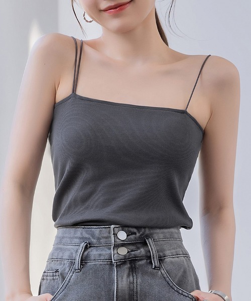 DAY CLOSET（デイ クローゼット）の「【パッド付き/2WAY】クロス アシメ ストラップ リブ キャミソール レディース（シャツ/ブラウス・レディース・ブラック/ライトベージュ/グレイッシュベージュ/アイボリー/チャコールグレー・FREE）」の17枚目の写真